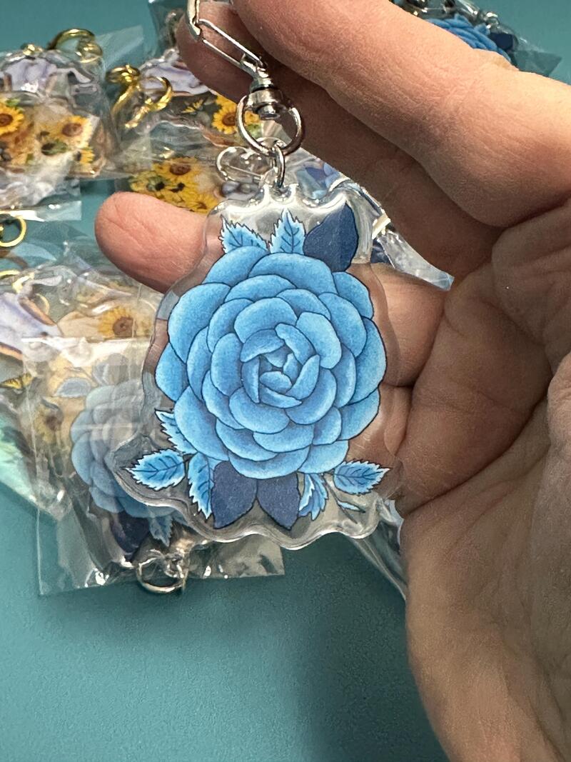 CH - Acrylic Keychain Charm - DENIM ROSE