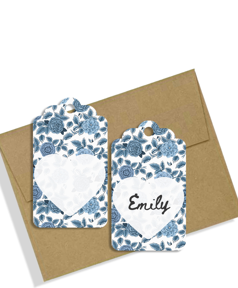 Gift Tags - Denim Roses - set of 8 handmade gift tags