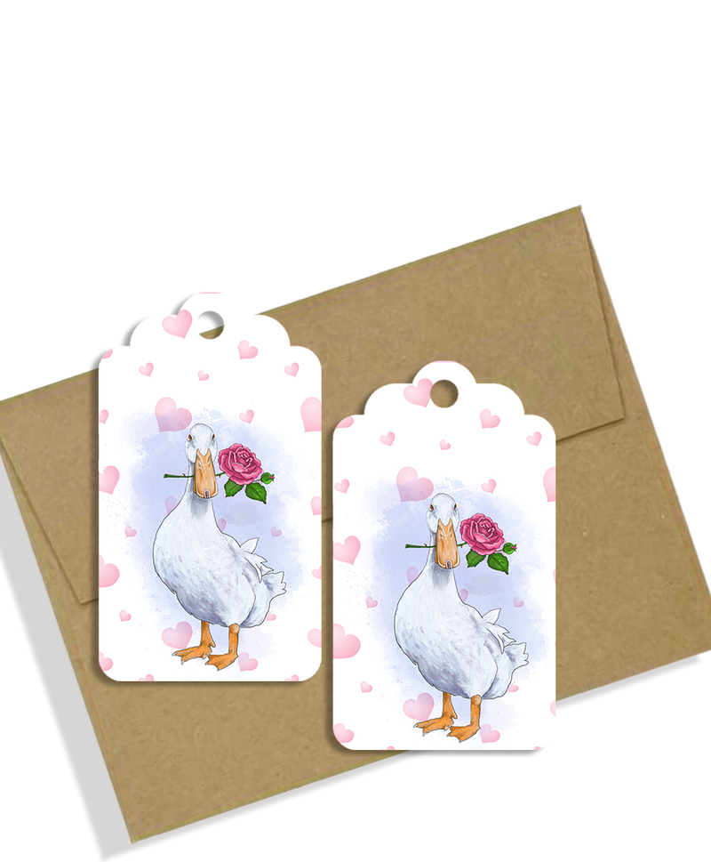 Gift Tags -Sweetheart Duck Tags -  set of 8 handmade gift tags